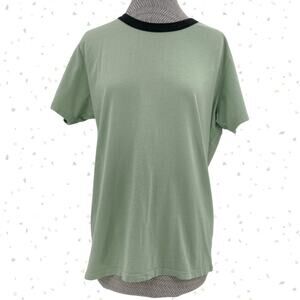 Big Bud Press Short Sleeve Ringer Tee Sage Light Green Black Unisex Top Size M